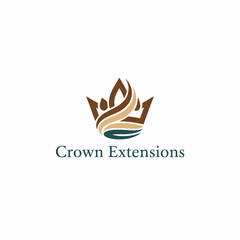 Obraz premium A stylish logo featuring a crown made of elegant flowing shapes, symbolizing beauty, luxury, and premium hair care for Crown Extensions.