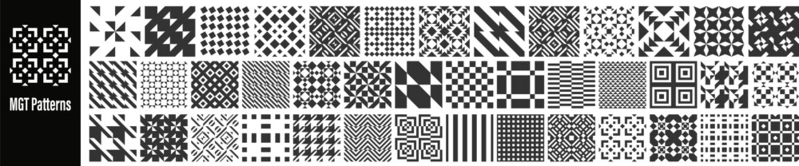 MGT Patterns, Tiles and Texture bundle set featuring a wide variety of seamless designs, geometric tiles, and creative textures. Perfect for backgrounds, fabric prints, packaging.