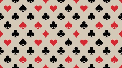 Seamless playing cards hearts pattern background design