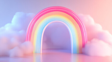Dreamy Rainbow Arch in a Pastel Cloudscape