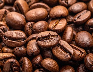 Roasted Coffee Beans Close Up Texture Brown