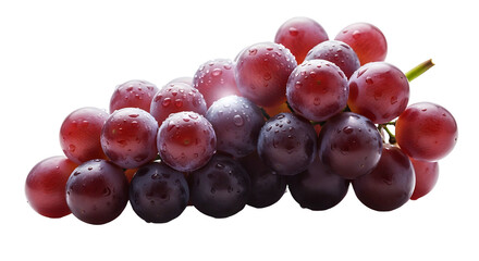 A fresh bunch of ripe red grapes isolated on a white background.