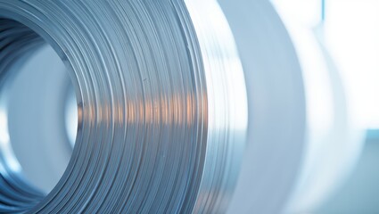 Close-up of metallic wire coils showcasing their smooth, reflective surfaces