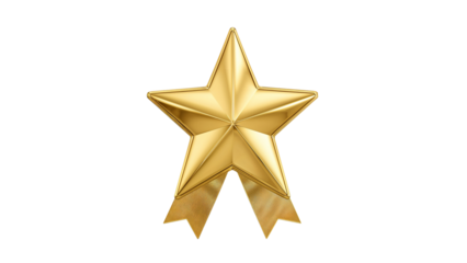 gold star isolated on transparent background Generative Ai.