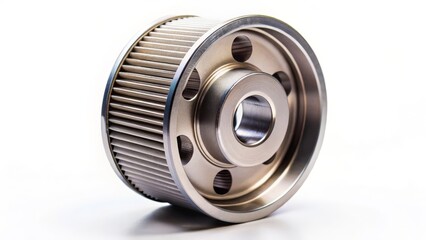 Shiny Timing Belt Pulley Isolated on White Background