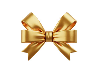 Luxurious gold bow for gifts isolated on transparent background