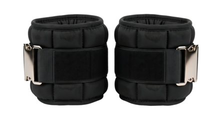Black Ankle Weights for Fitness Training on White Background.