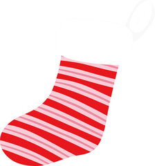 Christmas socks holiday gift with snowflakes pattern decoration vector illustration