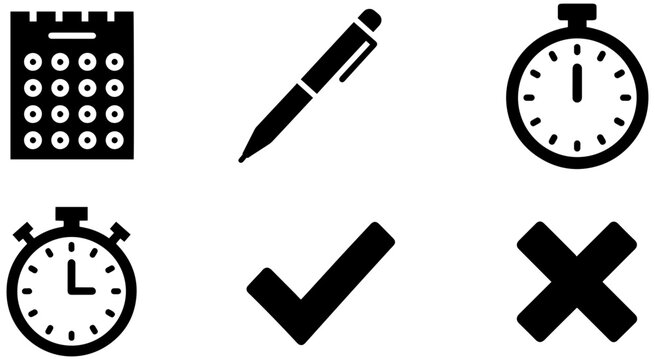 Modern project management icons for scheduling, deadlines, and task completion tracking