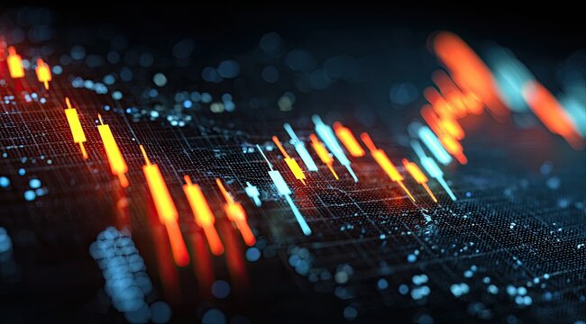 Abstract financial chart with vibrant candlesticks