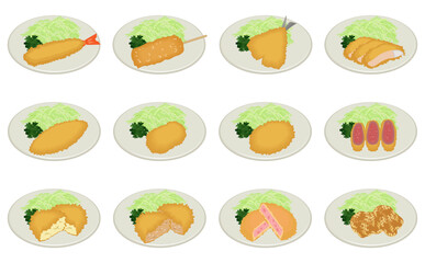 小皿に乗った揚げ物セット　Fried food on a small plate