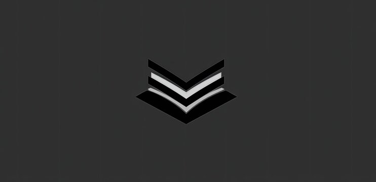 Abstract design with black and white chevron-like elements on a dark grey background - Powered by Adobe