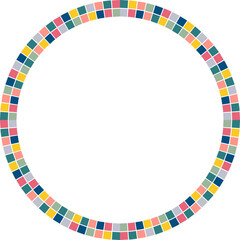 Doodle frame with colorful elements. Trendy graphic template. Cute empty frame box