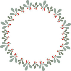 Plant branches with berries frame. Christmas plants empty frame box. Holy tree leaves and berry