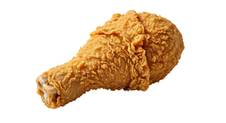 Crispy Fried Chicken Leg on White Background.