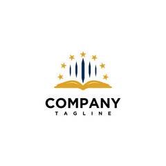 Abstract education logo design with graduation cap and student vector template