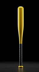 A vibrant yellow baseball bat, perfectly positioned. Its glossy finish reflects light, embodying energy and readiness for athletic play or competitive sport ,strength ,background ,practice