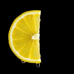 A vibrant yellow lemon slice, glistening with juice, suggesting ultimate refreshment and a zesty, thirst-quenching experience ,thirst ,sweet ,studio