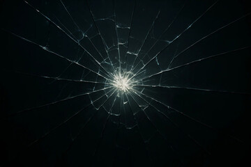 Breaking Limits – Shattered Glass Wall with Light Behind