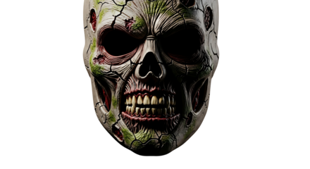Detailed Zombie Mask CloseUp on White Background.