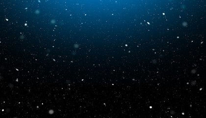 Falling Snow Particles on Dark Blue Background stock photo