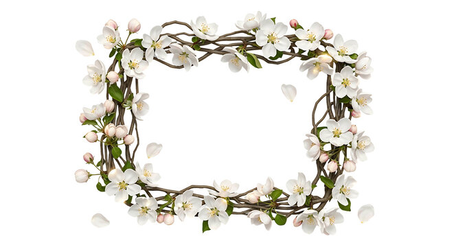 Elegant White Flower Frame with Delicate Petals.