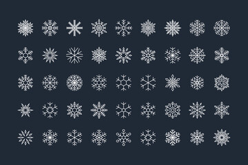 set of  snowflake icons, winter, snow