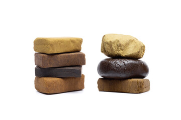 Blocks of hashish isolated on white background