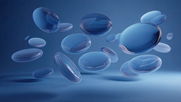 Floating, translucent blue oval shapes on a gradient background