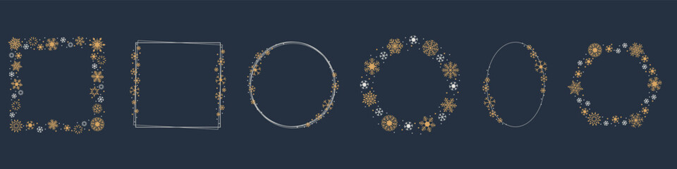 winter snowflake frame. design element for christmas