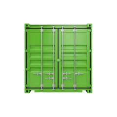 Green shipping container doors isolated on a transparent background