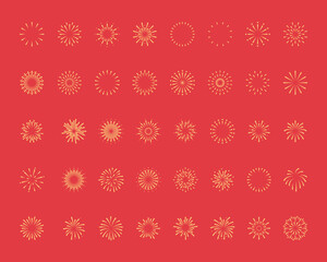 set of firework icons, explode, new year celebration