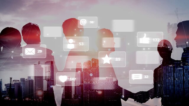 Social media engagement with interaction metrics showing comments, social media reactions, social media messages, and social media connections. Marrow