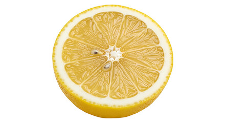 Freshly sliced lemon showing its juicy interior and details.