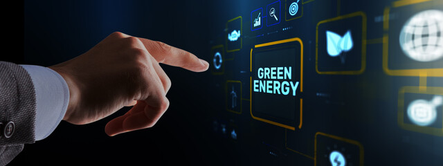 Modern city powered by renewable green energy sources with smart grid technology