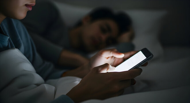 Sleepless Nights Couple Connection Digital Addiction Nighttime Communication Phone Addiction Online Engagement Relationship Issues Bedtime Scroll Tech Lifestyle 180char