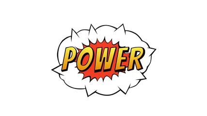 Dynamic cartoon explosion with the word POWER in bold orange letters. power text animation with superhero comic book style effect - Powered by Adobe