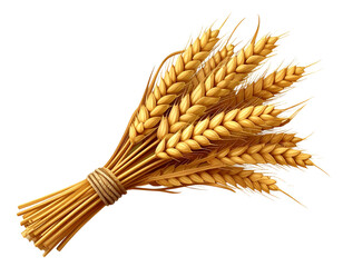 Golden Wheat Stalk Illustration Bundle, Detailed Grain Heads, Isolated on Transparent Background