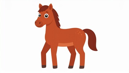 Flaxen Chestnut Horse Illustration on White Background 