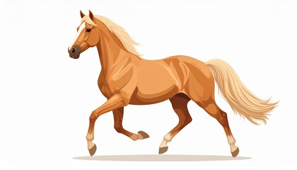 Naklejka premium Flaxen Chestnut Horse Illustration on White Background 