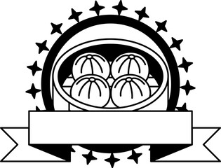 black and white logotype of a dumplings in a bowl