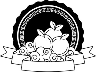 black and white logotype of a mandarin orange