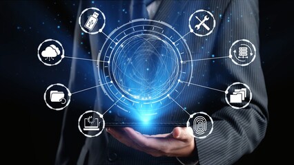 Data recovery icons show backup, data recovery process, and secure restoration. Data recovery ensures system reliability, data recovery protection, and information access. Gist