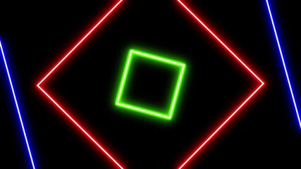 Modern 4K motion featuring red and blue neon diamonds rotating and pulsing with geometric precision. Great for tech presentations, modern designs, futuristic themes, and sophisticated motion graphics. - Powered by Adobe