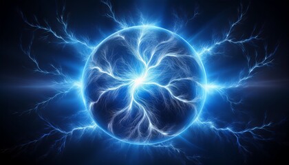 blue lightning ball glowing blue flowing lightning spark effect wallpaper