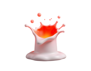 Pink liquid splash crown isolated on transparent background