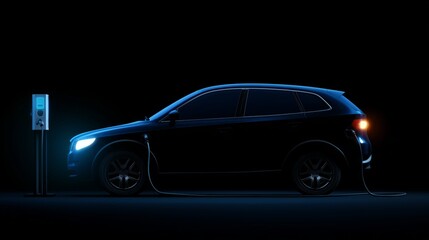 Fototapeta premium EV Electric car silhouette 
