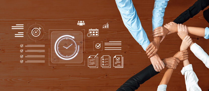 Concept of time management and productivity. Using tools like calendars and checklists to schedule tasks, set goals, and meet project deadlines for business efficiency. Fermion