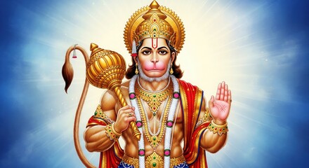 Lord Hanuman Ji 4K HD Desktop Wallpaper | Hanuman Ji Divine Animated Background 16:9 | Hanuman Jayanti Spiritual Wallpaper for PC