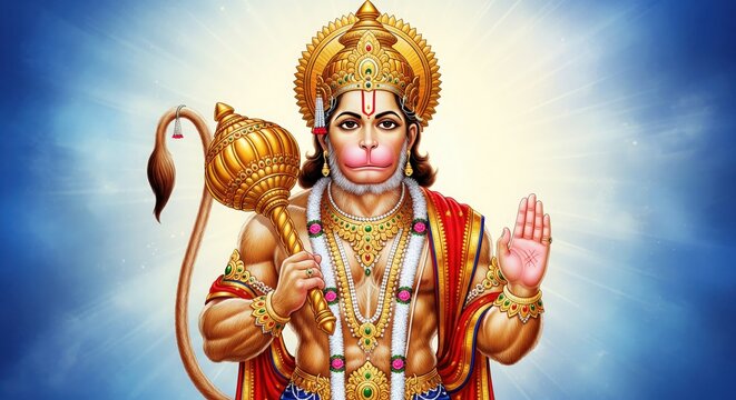 Lord Hanuman Ji 4K HD Desktop Wallpaper | Hanuman Ji Divine Animated Background 16:9 | Hanuman Jayanti Spiritual Wallpaper for PC